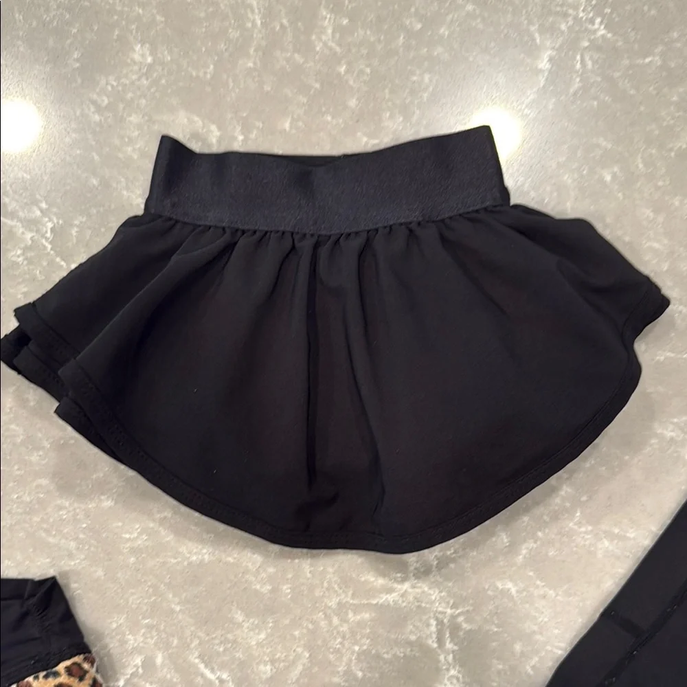 GB Girls Black and Leopard Active Skort Shorts and Leggings Set LIKE NEW